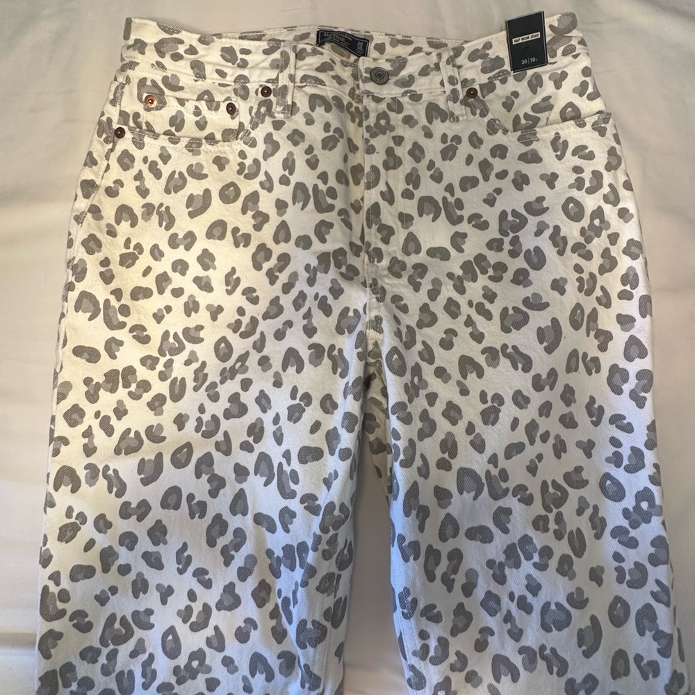 Abercrombie & Fitch Cream and Gray Patterned Jeans